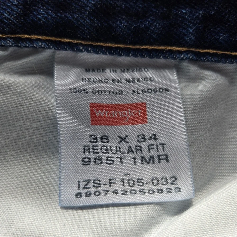 Wrangler Premium Quality Dark Wash Regular Fit‎ Heavy Jeans Mens 36x34 (33.5)